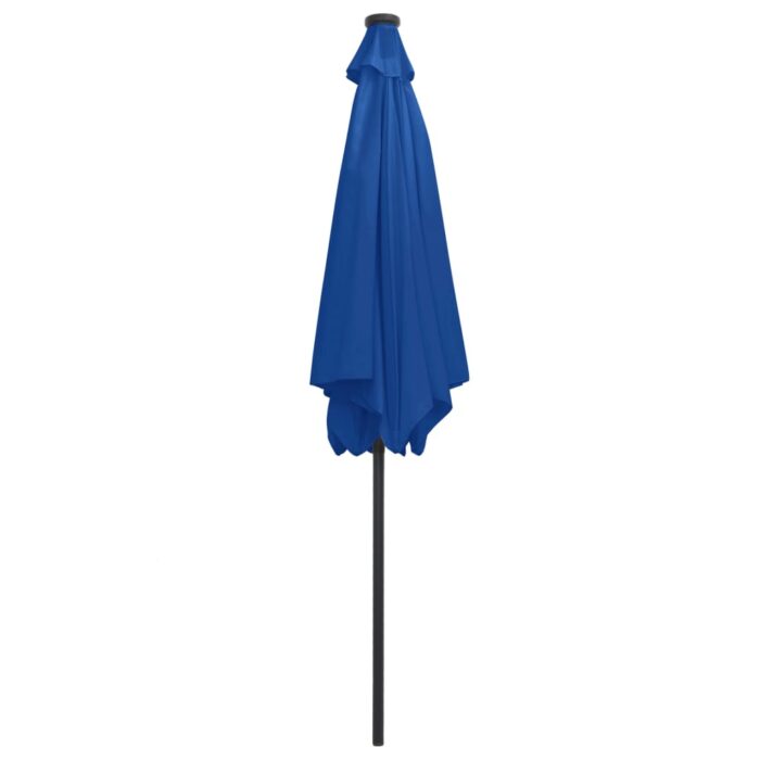 Parasol de jardin et lumières LED mât en aluminium bleu azuré – Image 4