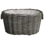 Panier à bois de chauffage avec poignées 59x42x28 cm Gris Saule – Image 3