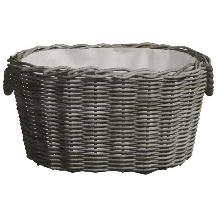 Panier à bois de chauffage avec poignées 59x42x28 cm Gris Saule – Image 3