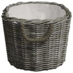 Panier à bois de chauffage avec poignées 59x42x28 cm Gris Saule – Image 4