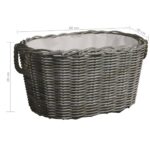 Panier à bois de chauffage avec poignées 59x42x28 cm Gris Saule – Image 5
