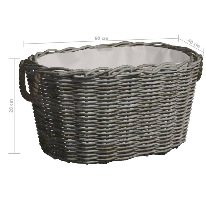 Panier à bois de chauffage avec poignées 59x42x28 cm Gris Saule – Image 5