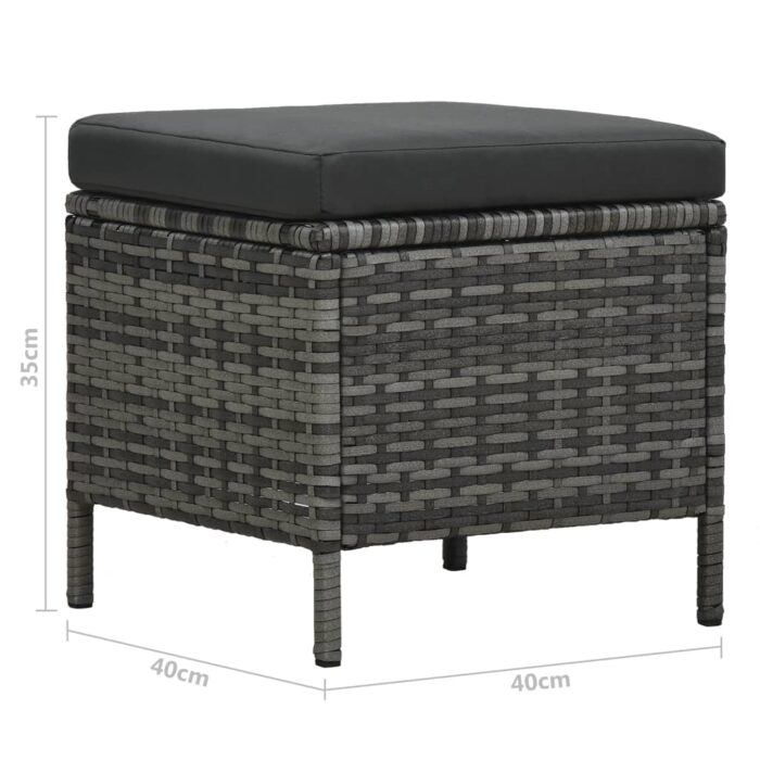 Salon de jardin 4 pcs avec coussins résine tressée gris – Image 11