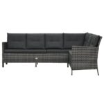 Salon de jardin 4 pcs avec coussins résine tressée gris – Image 2