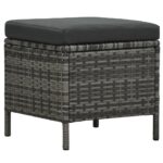Salon de jardin 4 pcs avec coussins résine tressée gris – Image 5