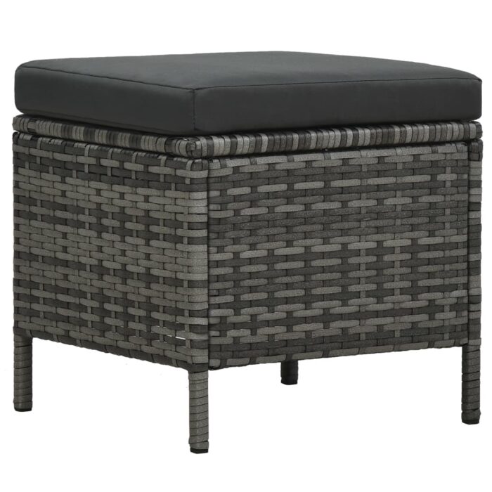 Salon de jardin 4 pcs avec coussins résine tressée gris – Image 5