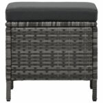 Salon de jardin 4 pcs avec coussins résine tressée gris – Image 6