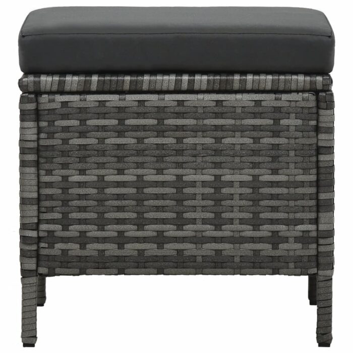 Salon de jardin 4 pcs avec coussins résine tressée gris – Image 6