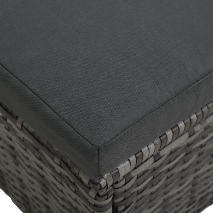 Salon de jardin 4 pcs avec coussins résine tressée gris – Image 8