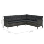 Salon de jardin 4 pcs avec coussins résine tressée gris – Image 9