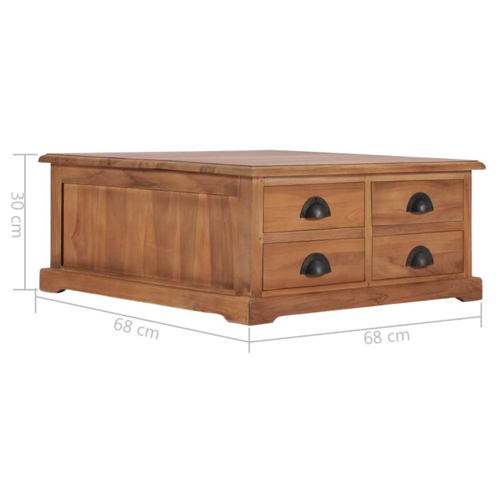 Table basse 68x68x30 cm Bois de teck solide – Image 6