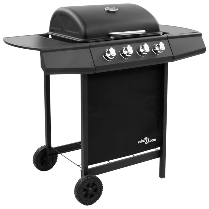 Barbecue gril à gaz avec 4 brûleurs Noir – Image 1