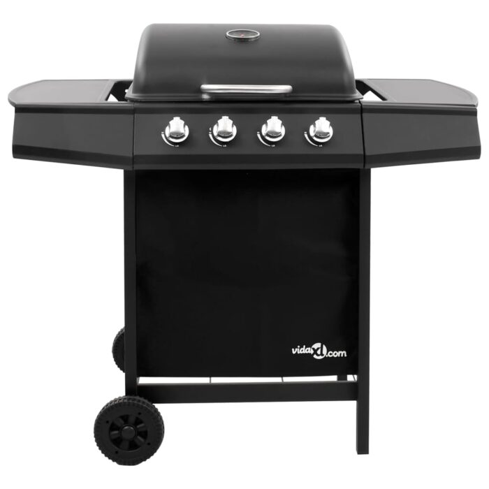 Barbecue gril à gaz avec 4 brûleurs Noir – Image 2