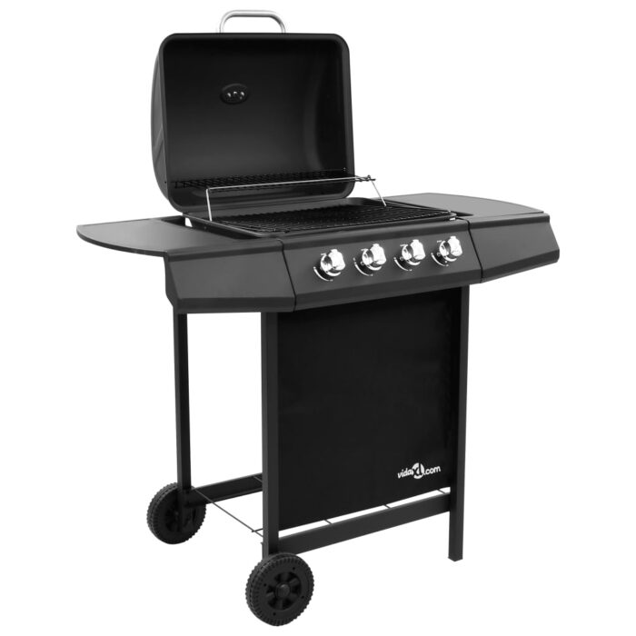 Barbecue gril à gaz avec 4 brûleurs Noir – Image 4
