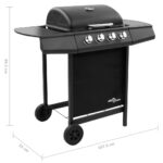 Barbecue gril à gaz avec 4 brûleurs Noir – Image 6