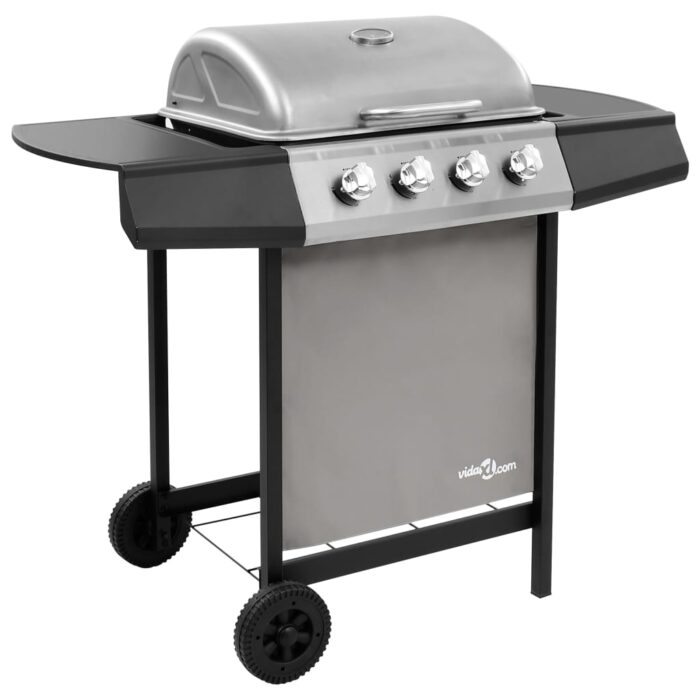 Barbecue gril à gaz avec 4 brûleurs Noir et argenté – Image 1