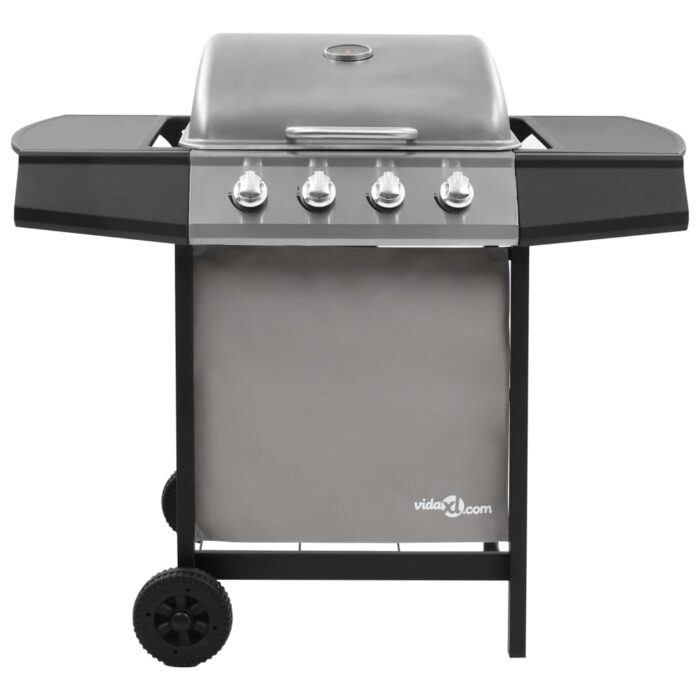 Barbecue gril à gaz avec 4 brûleurs Noir et argenté – Image 2