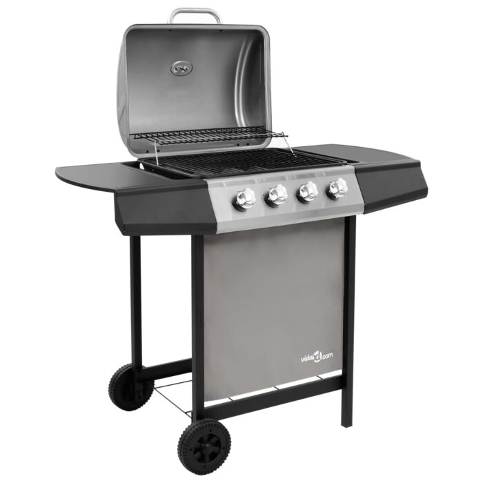 Barbecue gril à gaz avec 4 brûleurs Noir et argenté – Image 4
