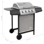 Barbecue gril à gaz avec 4 brûleurs Noir et argenté – Image 6