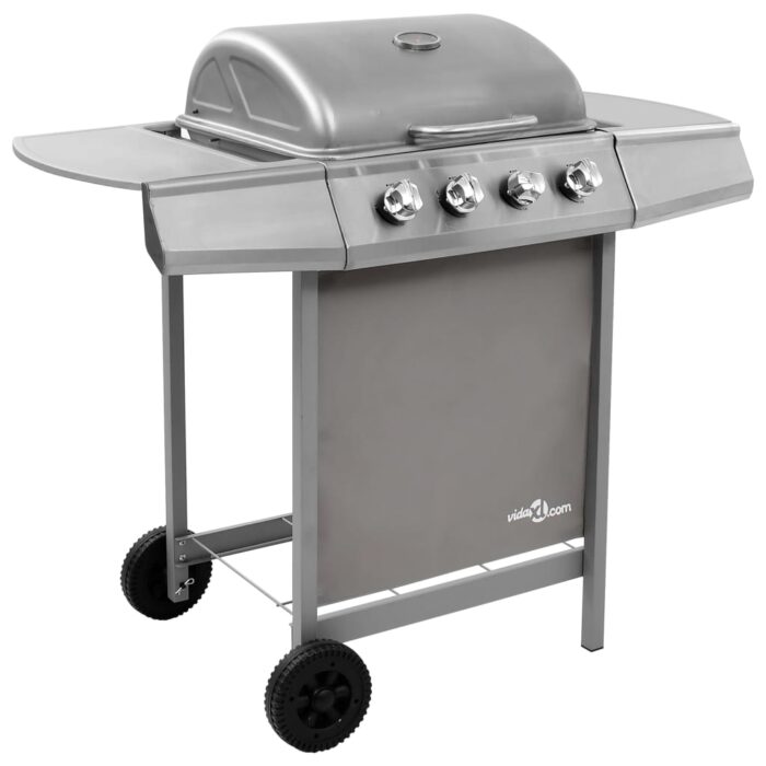 Barbecue gril à gaz avec 4 brûleurs Argenté – Image 1