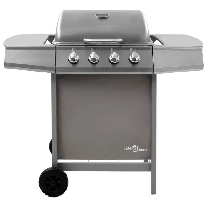 Barbecue gril à gaz avec 4 brûleurs Argenté – Image 2