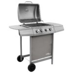 Barbecue gril à gaz avec 4 brûleurs Argenté – Image 4