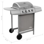 Barbecue gril à gaz avec 4 brûleurs Argenté – Image 6