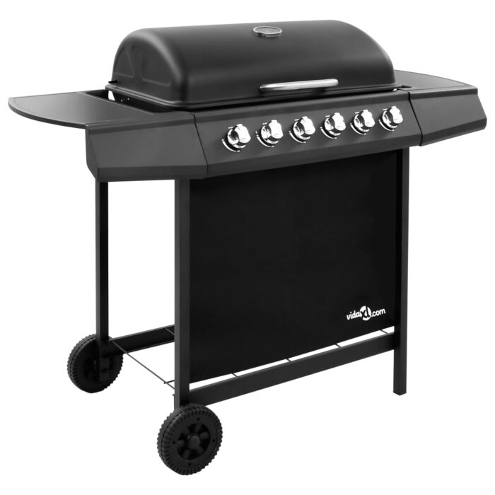 Barbecue gril à gaz avec 6 brûleurs Noir – Image 1
