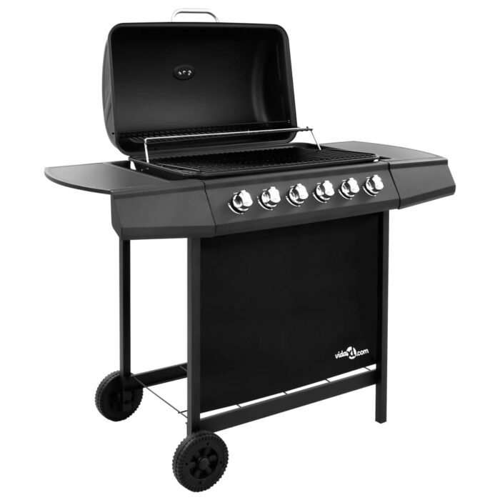 Barbecue gril à gaz avec 6 brûleurs Noir – Image 2