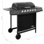 Barbecue gril à gaz avec 6 brûleurs Noir – Image 6