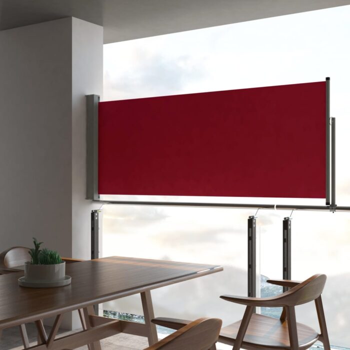 Auvent latéral rétractable de patio 100x300 cm Rouge – Image 1