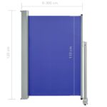 Auvent latéral rétractable de patio 120x300 cm Bleu – Image 6