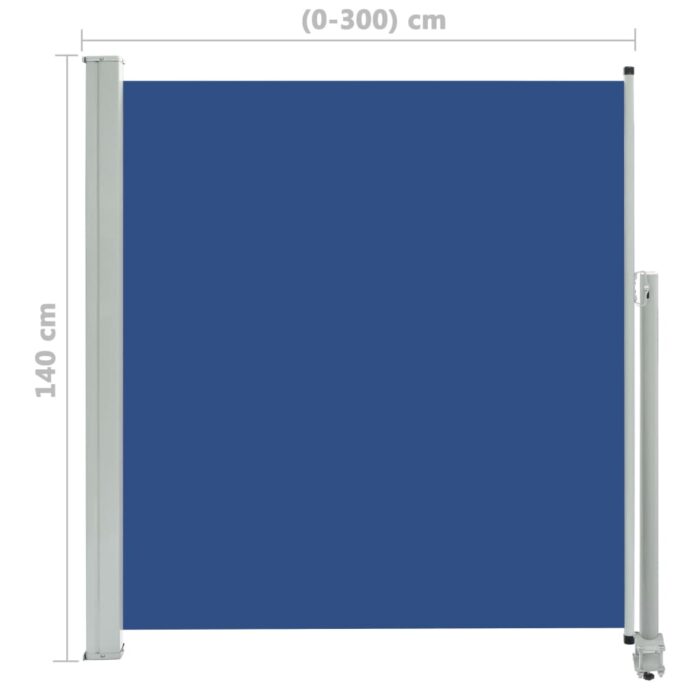 Auvent latéral rétractable de patio 140 x 300 cm Bleu – Image 6