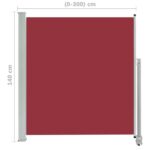 Auvent latéral rétractable de patio 140 x 300 cm Rouge – Image 6