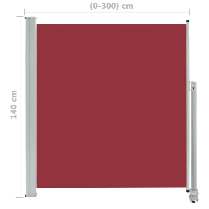 Auvent latéral rétractable de patio 140 x 300 cm Rouge – Image 6