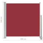 Auvent latéral rétractable de patio 160x300 cm Rouge – Image 6