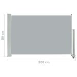 Auvent latéral rétractable de patio 60x300 cm Gris – Image 6