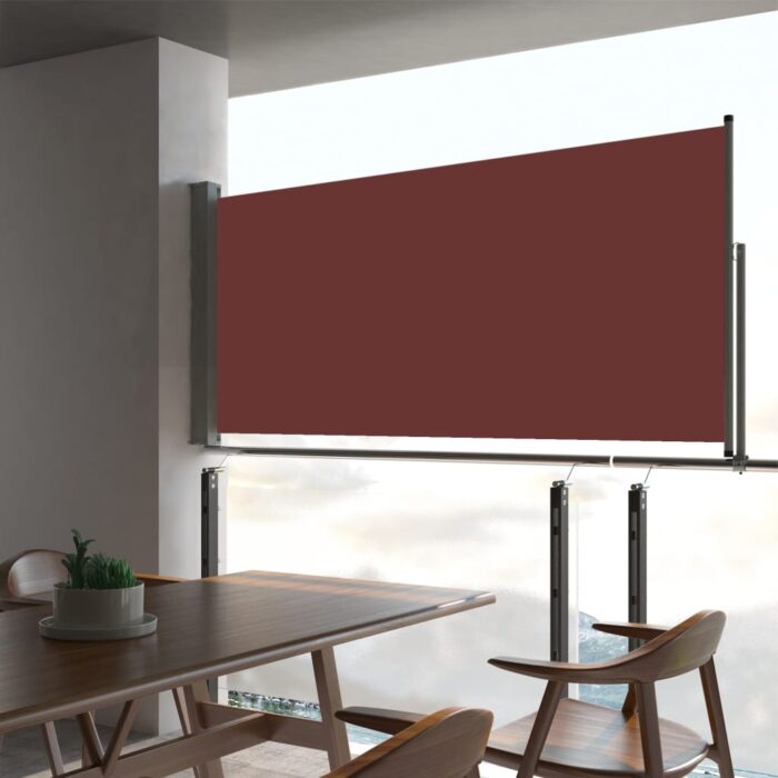 Auvent latéral rétractable de patio 60x300 cm Marron – Image 1