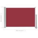 Auvent latéral rétractable de patio 60x300 cm Rouge – Image 6