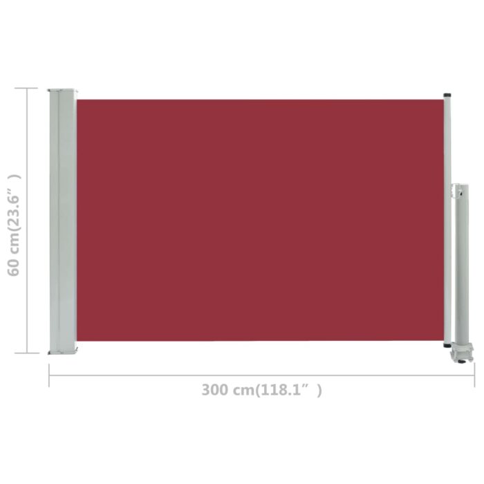 Auvent latéral rétractable de patio 60x300 cm Rouge – Image 6