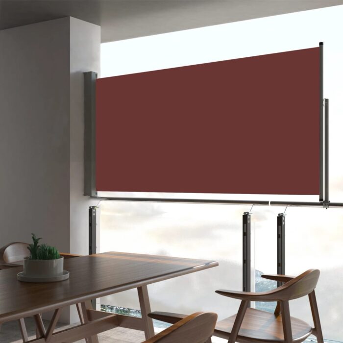 Auvent latéral rétractable de patio 80x300 cm Marron – Image 1