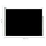 Auvent latéral rétractable de patio 100x500 cm Noir – Image 6