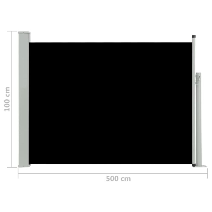Auvent latéral rétractable de patio 100x500 cm Noir – Image 6