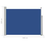 Auvent latéral rétractable de patio 100x500 cm Bleu – Image 6