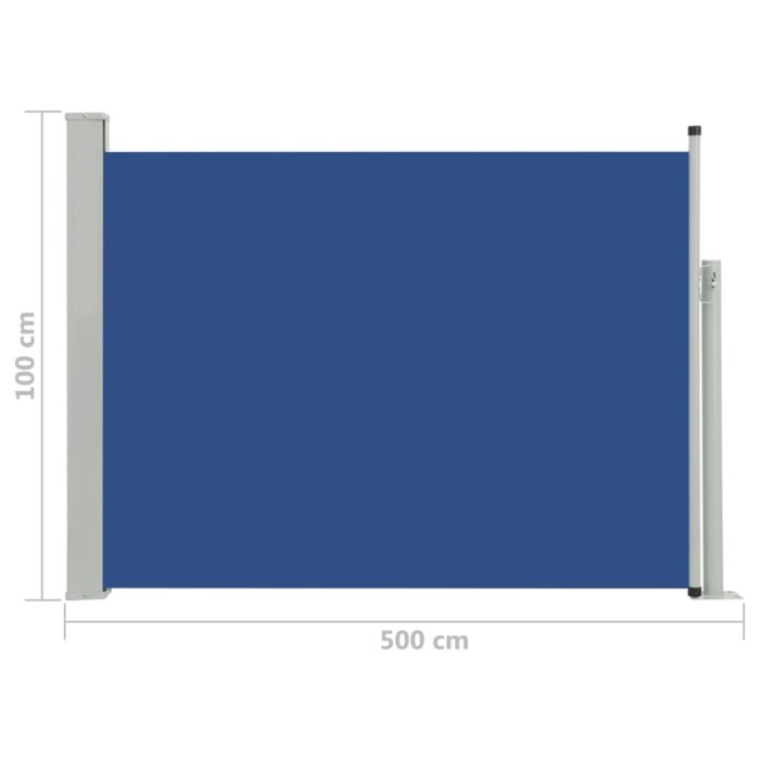 Auvent latéral rétractable de patio 100x500 cm Bleu – Image 6