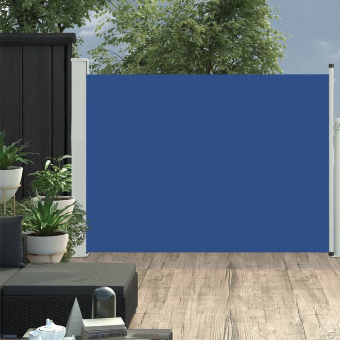 Auvent latéral rétractable de patio 100x500 cm Bleu – Image 1