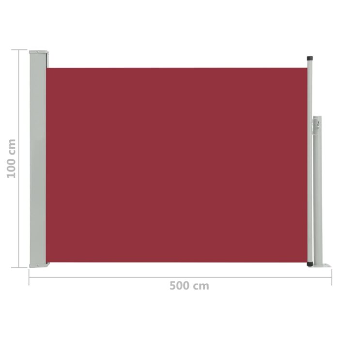 Auvent latéral rétractable de patio 100x500 cm Rouge – Image 6