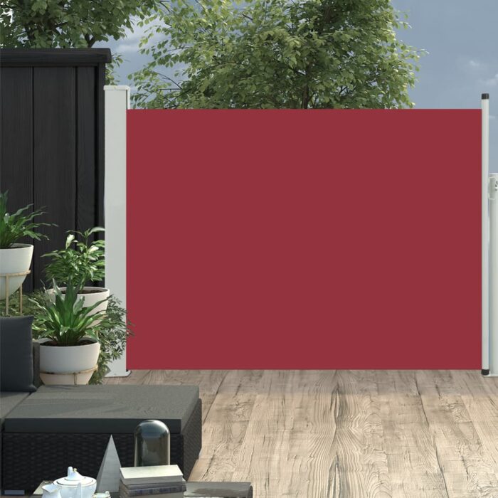 Auvent latéral rétractable de patio 100x500 cm Rouge – Image 1