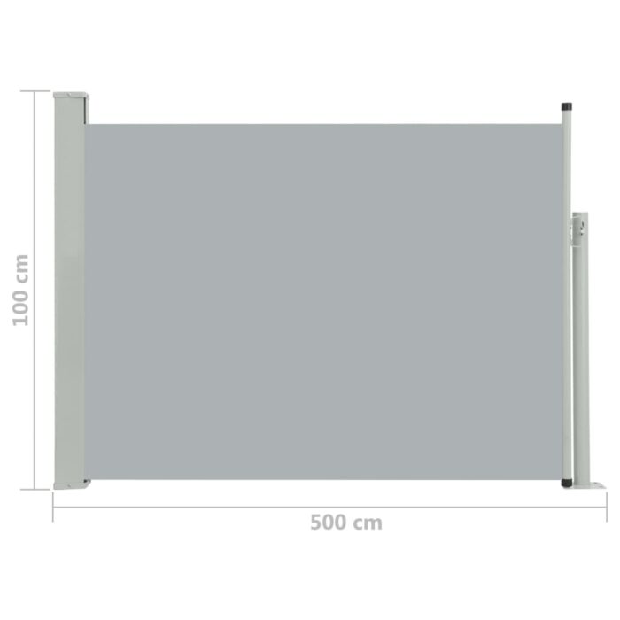 Auvent latéral rétractable de patio 100x500 cm Gris – Image 6