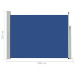 Auvent latéral rétractable de patio 120x500 cm Bleu – Image 6